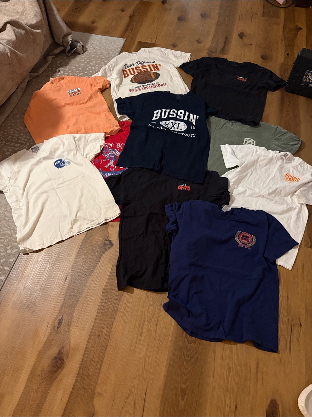 Bussin with the boys Graphic Tee - Navy, Black, White, Orange & Green Assorted